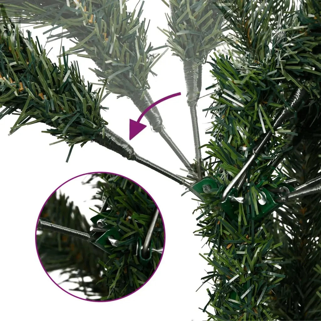 Artificial Christmas Tree 210cm Green PVC with 300 LED Lights and Hinged Branches