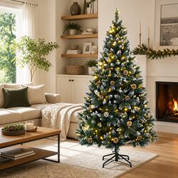 Artificial Christmas Tree 240cm 300 LED Lights 8 Modes Green Hinged Branches
