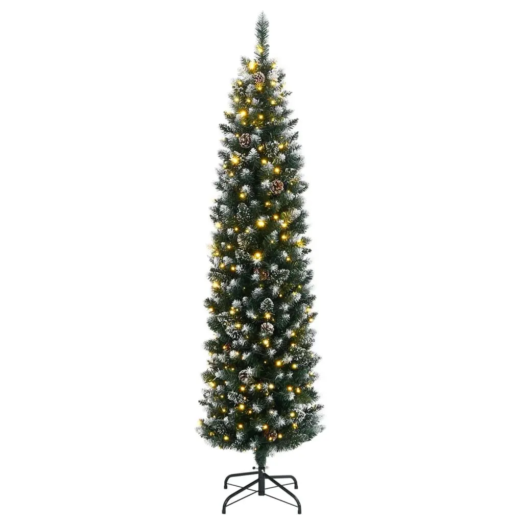 Artificial Slim Christmas Tree 150cm Green LED Lights 8 Modes