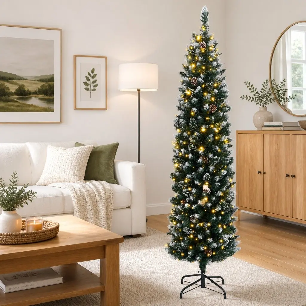 Artificial Christmas Tree Slim 180cm Green 300 LEDs