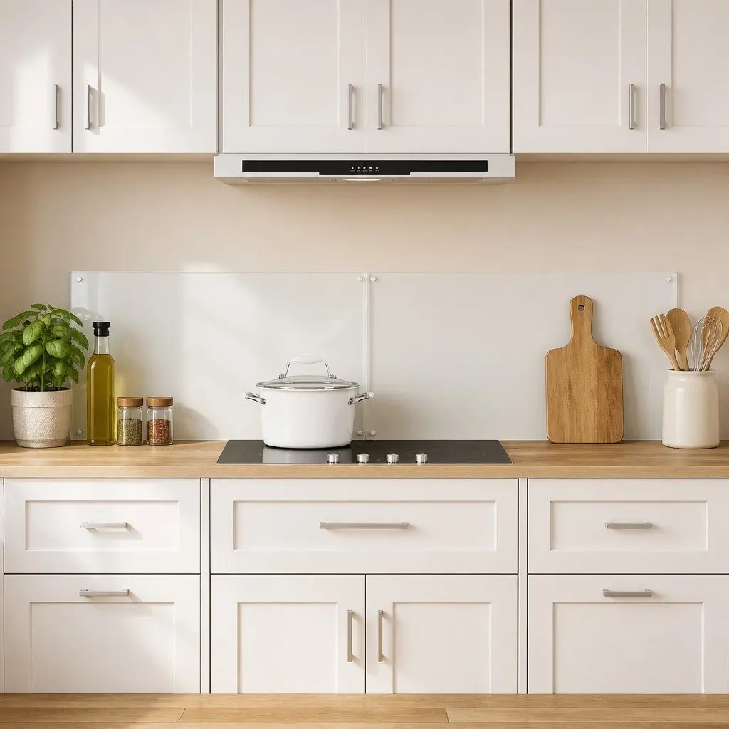 Tempered Glass Kitchen Backsplash Splash Guard 80x50 cm Transparent 2 Piece Set