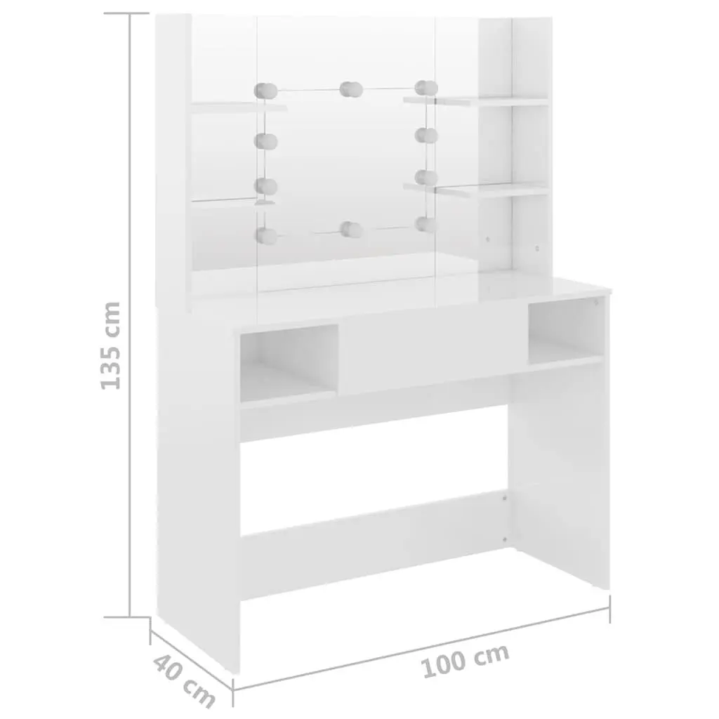 Makeup Vanity Table LED Lights Mirror Bedroom Dressing Station White