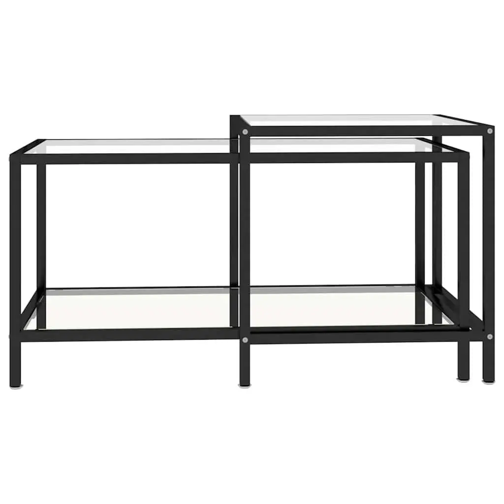 Tempered Glass Tea Tables Set of 2 Transparent Side End Coffee Accent Furniture