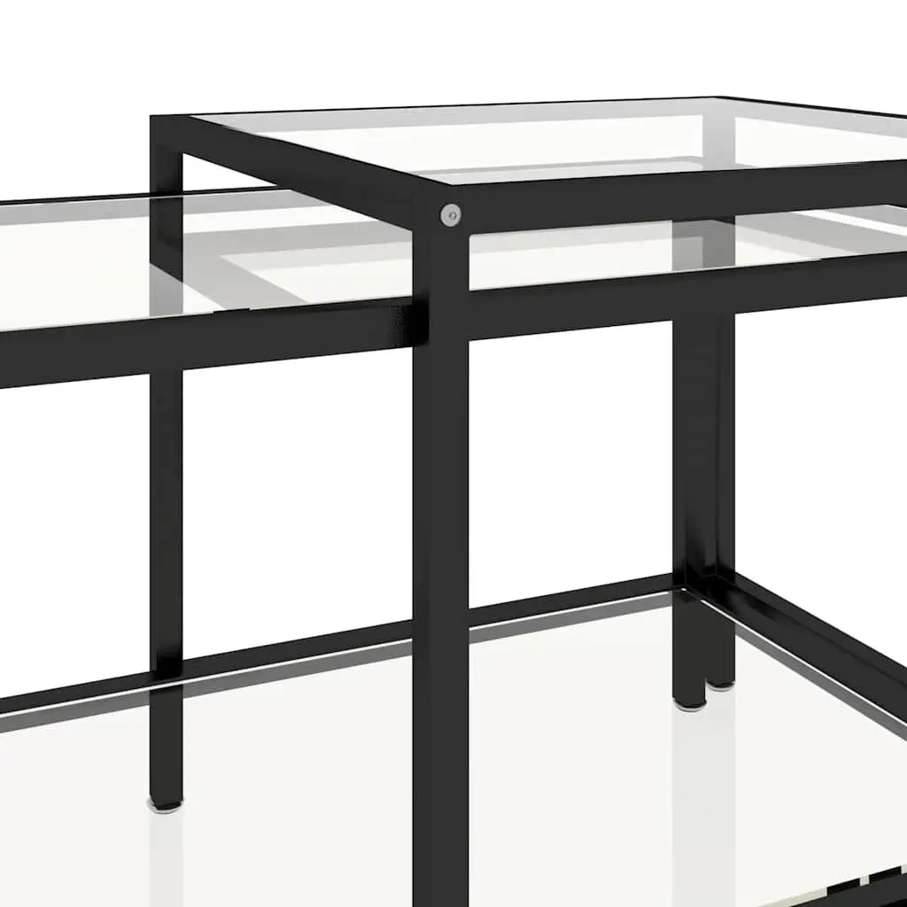 Tempered Glass Tea Tables Set of 2 Transparent Side End Coffee Accent Furniture