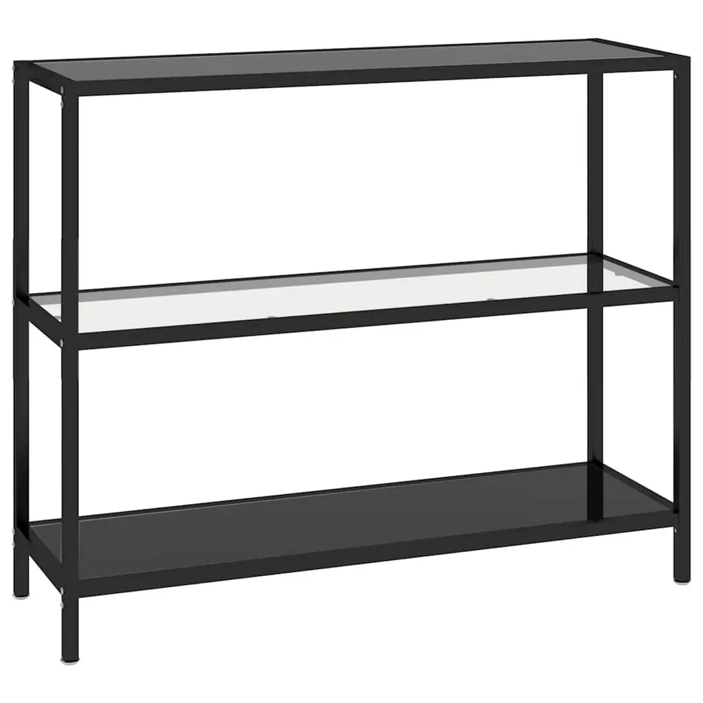 Black Corner Shelf Unit with Glass Shelves