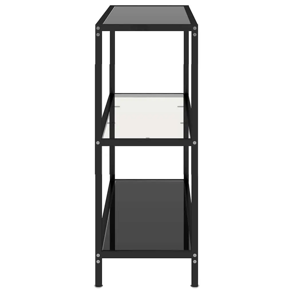 Black Corner Shelf Unit with Glass Shelves