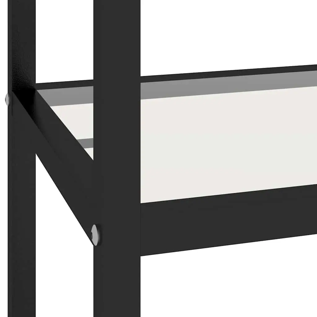 Black Corner Shelf Unit with Glass Shelves