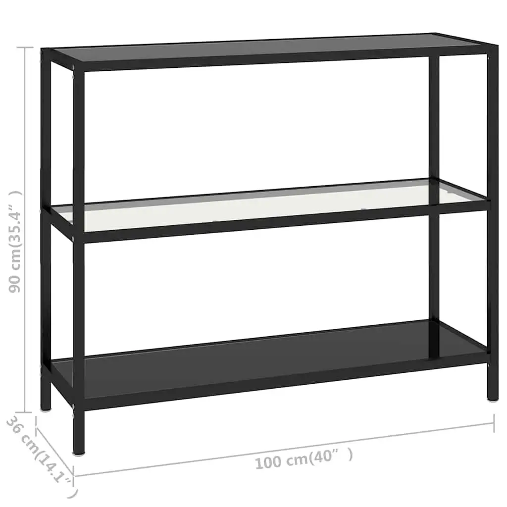 Black Corner Shelf Unit with Glass Shelves