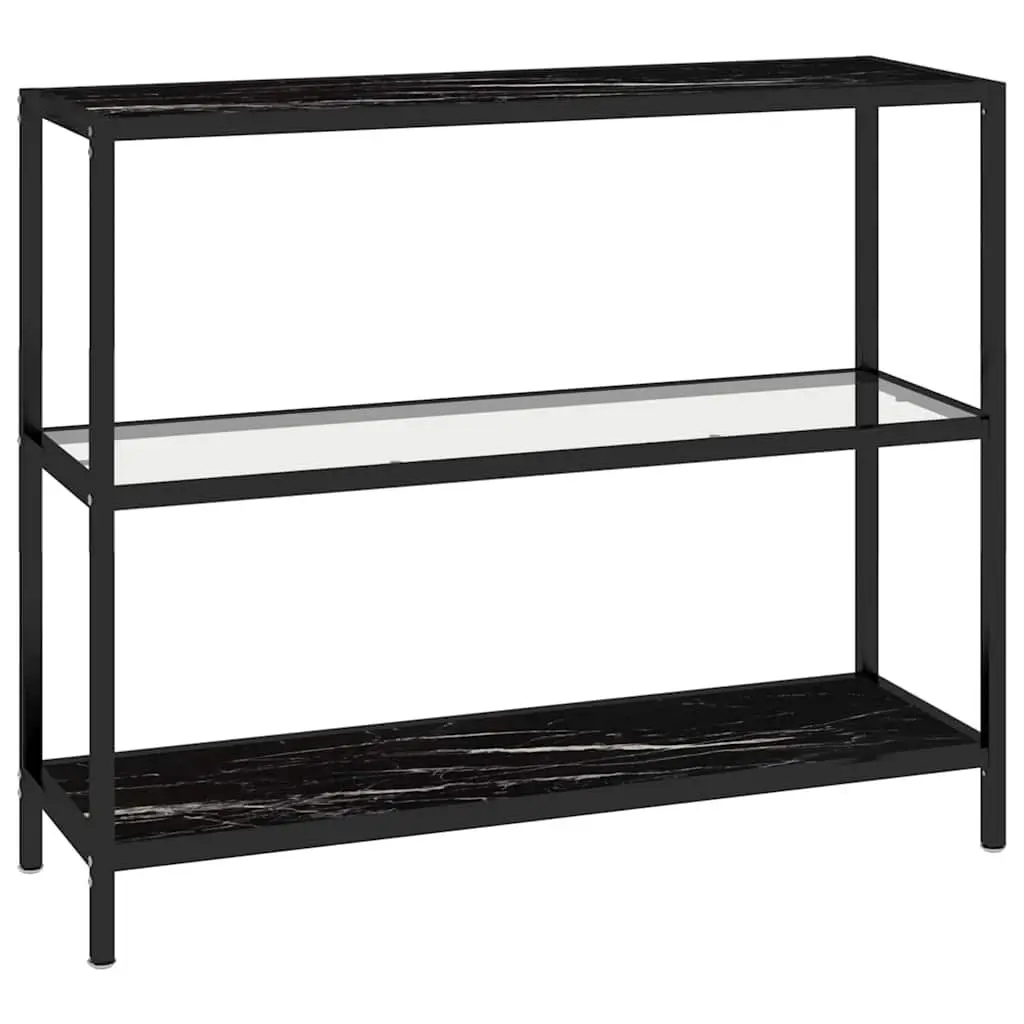 Black Marble Tempered Glass Shelf Unit Storage Display Corner Bookcase 100x36x90cm
