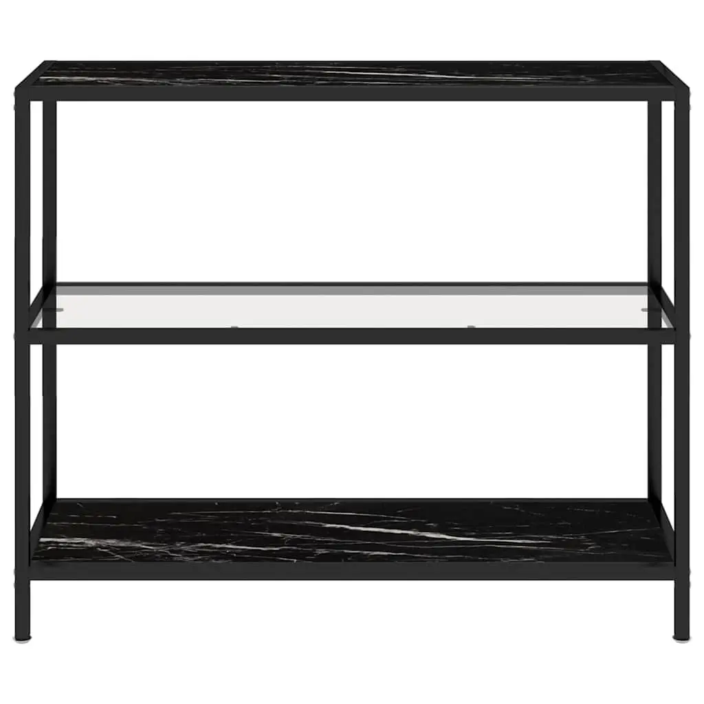 Black Marble Tempered Glass Shelf Unit Storage Display Corner Bookcase 100x36x90cm