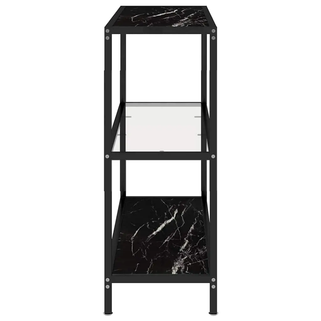 Black Marble Tempered Glass Shelf Unit Storage Display Corner Bookcase 100x36x90cm