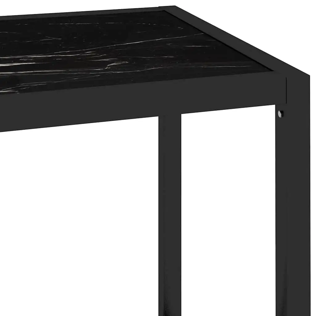 Black Marble Tempered Glass Shelf Unit Storage Display Corner Bookcase 100x36x90cm