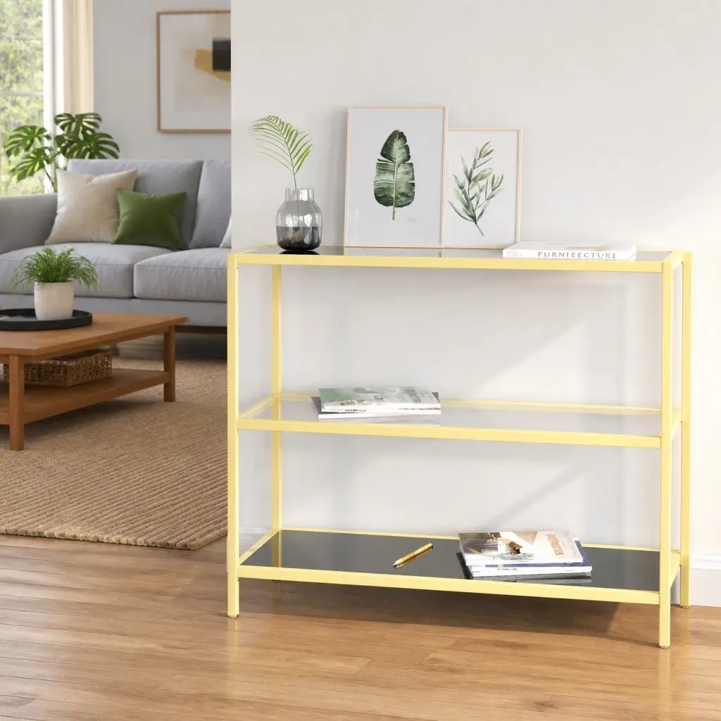 Standing Shelf Unit Black Storage Display Shelving 100W x 36D x 90H cm