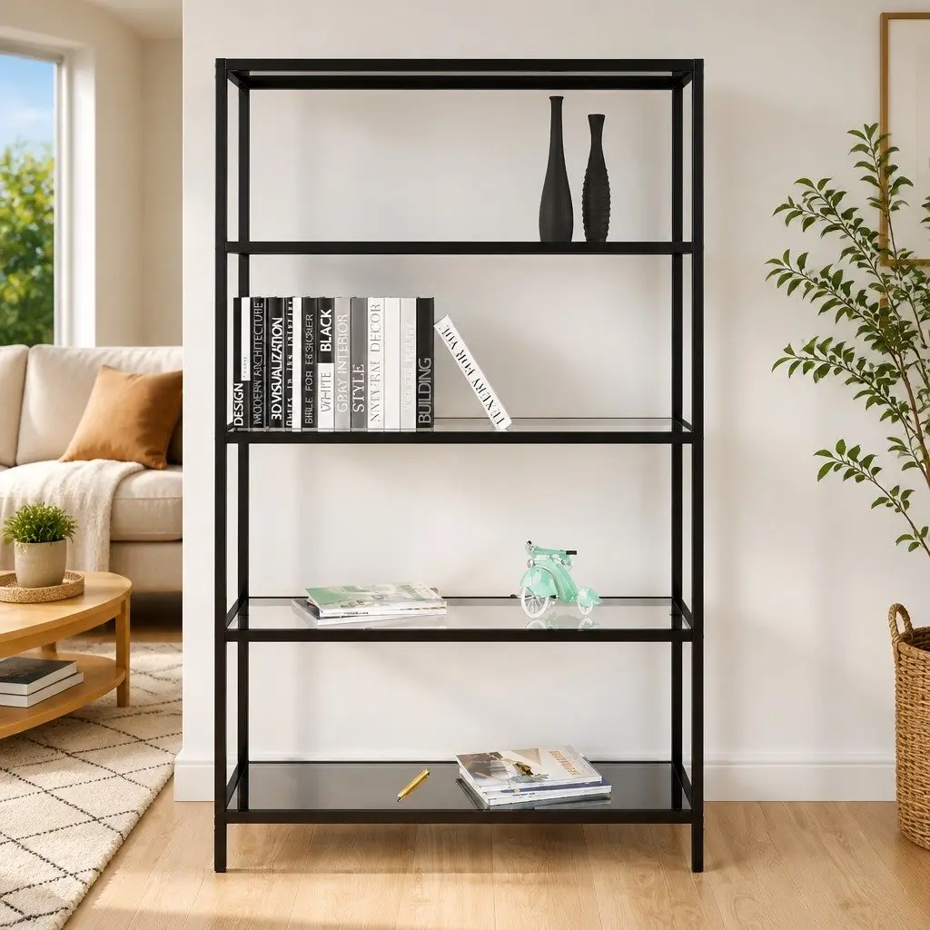 Black Glass Shelf Unit