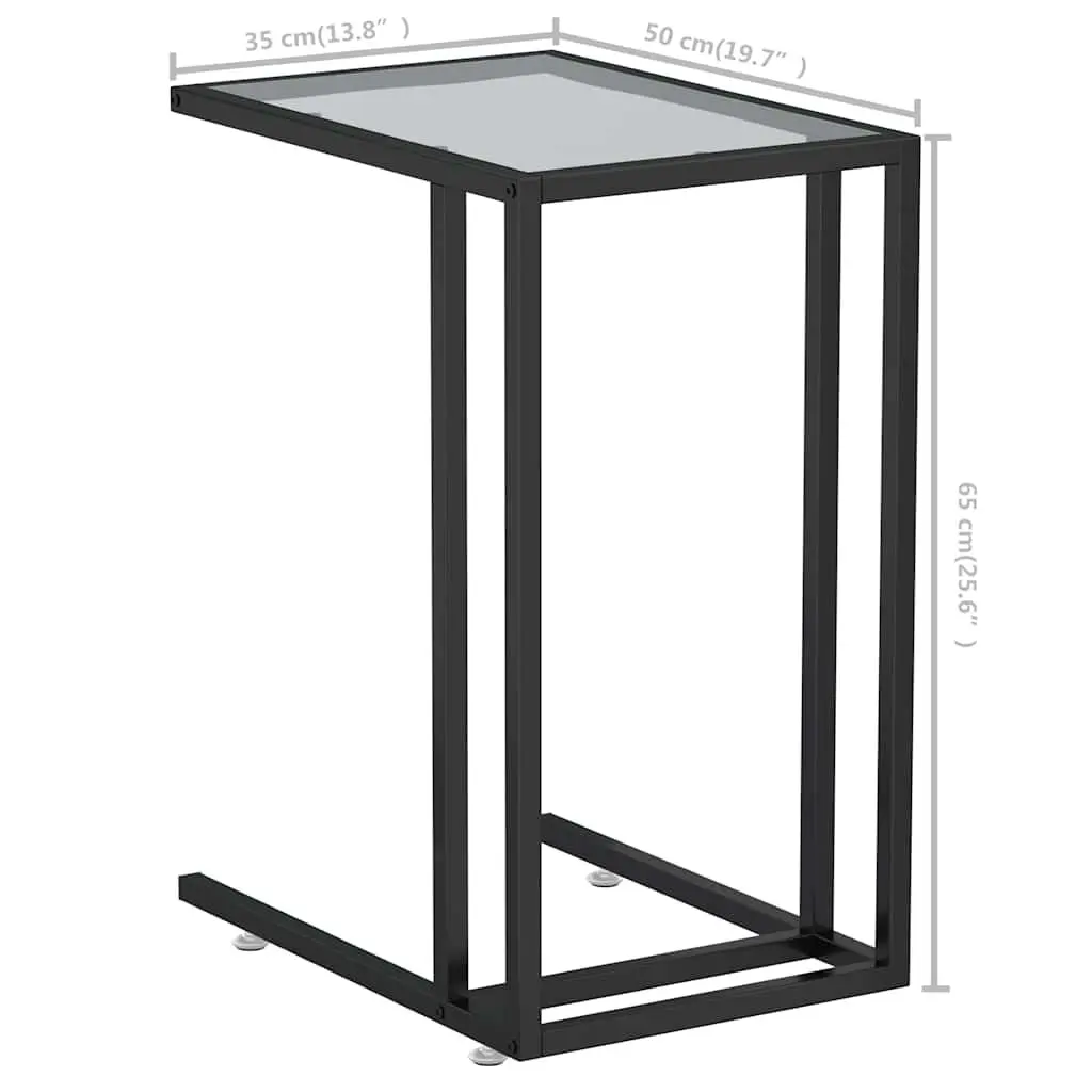 Computer Side Table Tempered Glass Transparent Modern End Table Living Room