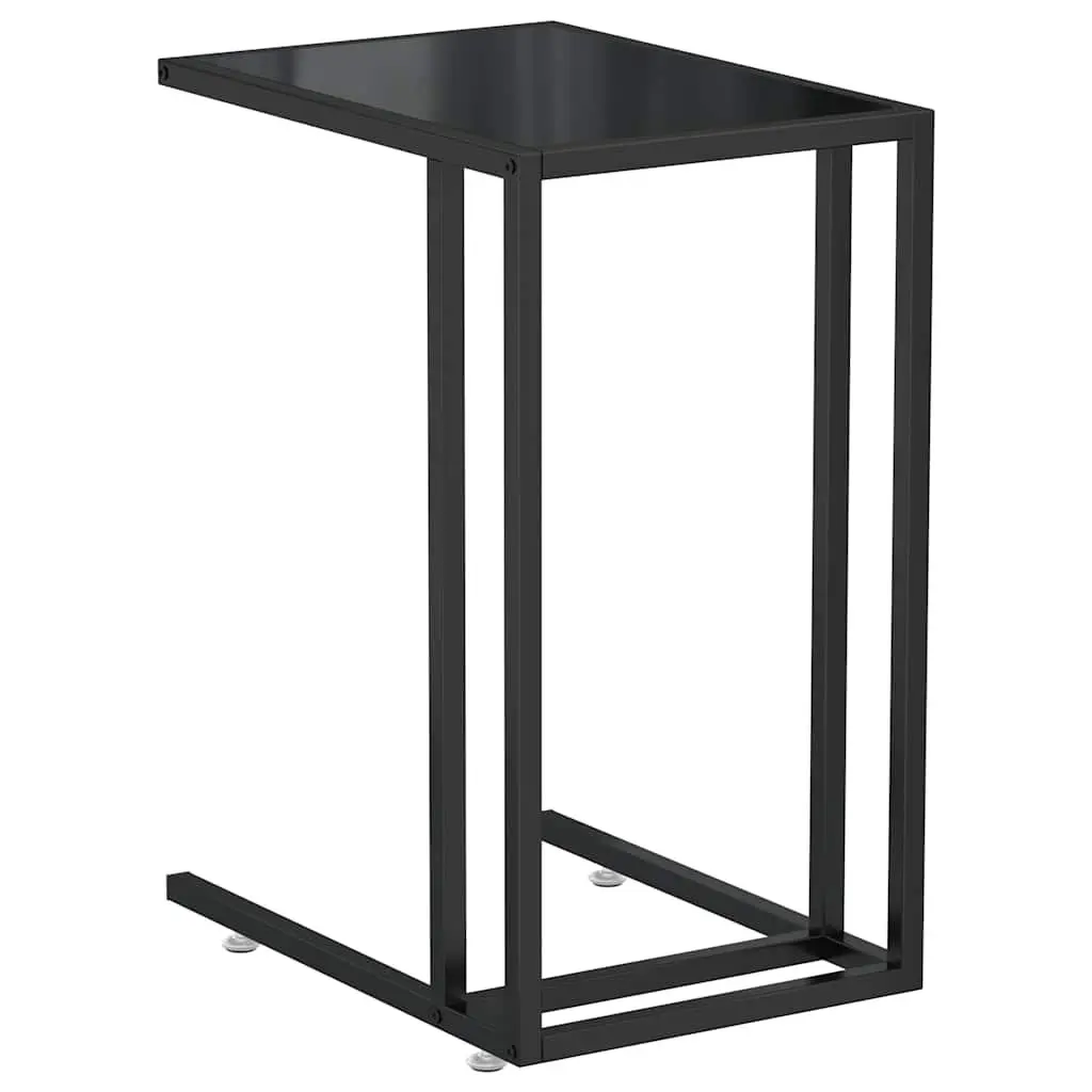 Computer Side Table Black Tempered Glass 50 x 35 x 65 cm