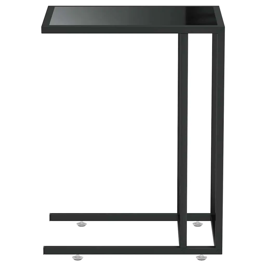 Computer Side Table Black Tempered Glass 50 x 35 x 65 cm