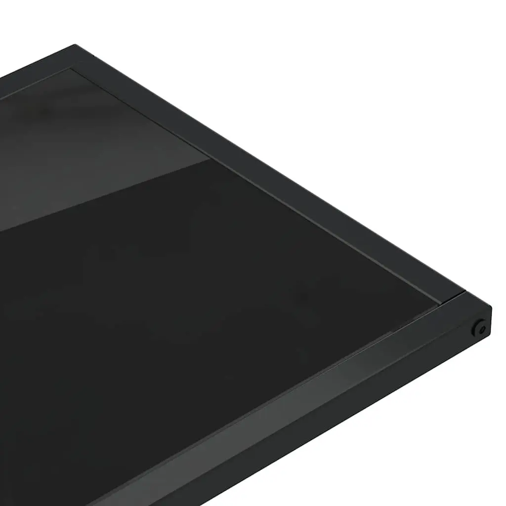 Computer Side Table Black Tempered Glass 50 x 35 x 65 cm
