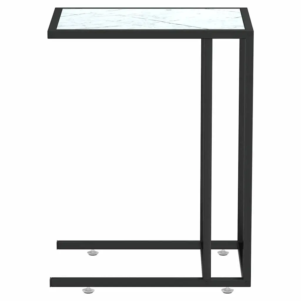 Computer Side Table White Marble Top Tempered Glass End Table Living Room
