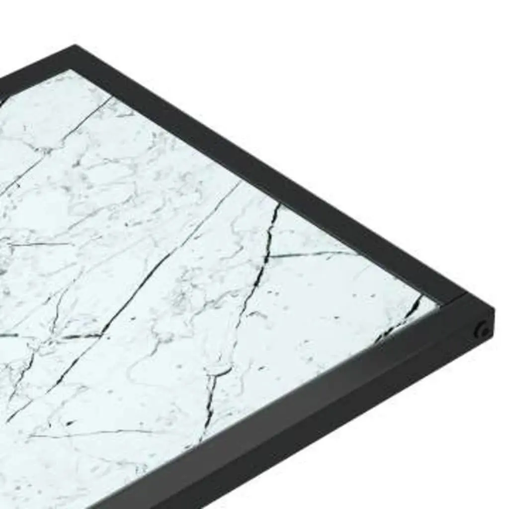 Computer Side Table White Marble Top Tempered Glass End Table Living Room