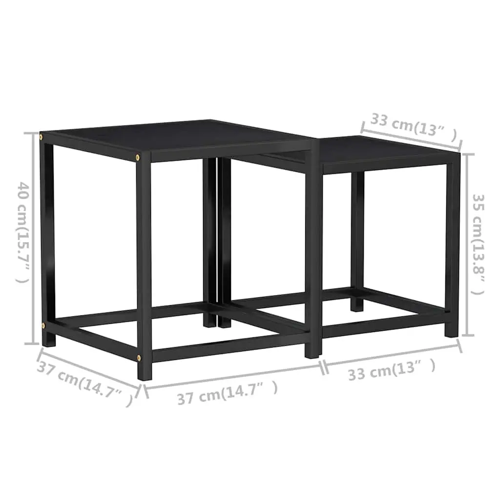 End Tables 2 Pieces MDF Black Industrial Style Side Tables Tea Coffee Table