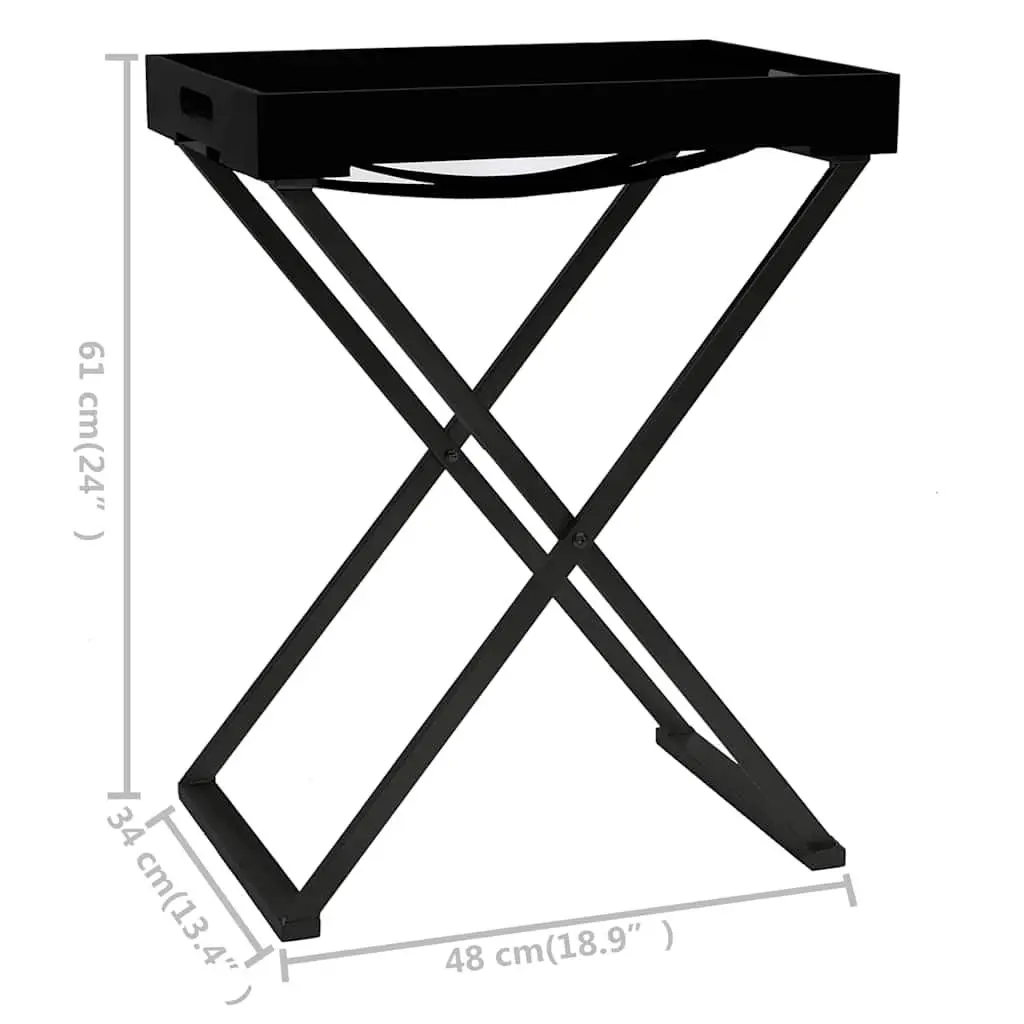 Folding Side Table Black Compact Accent End Table Indoor Outdoor
