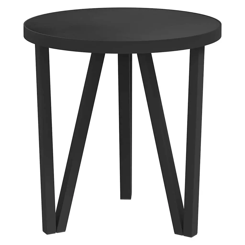 Round Tea Table Black MDF Top Contemporary Home Furniture 35 cm