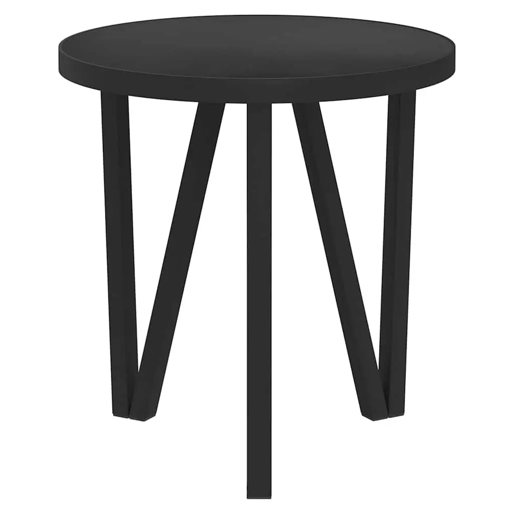 Round Tea Table Black MDF Top Contemporary Home Furniture 35 cm