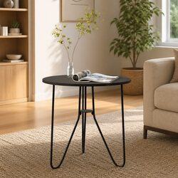 Value-Packed 48 cm Black End Table for Modern Living