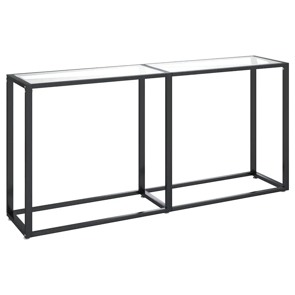 Steel Frame Console Table 160cm Tempered Glass Top Transparent Side Table