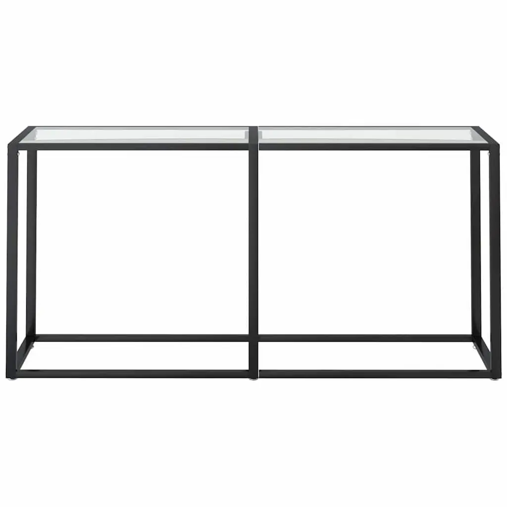 Steel Frame Console Table 160cm Tempered Glass Top Transparent Side Table