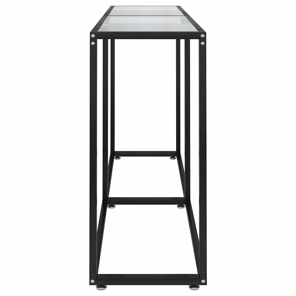 Steel Frame Console Table 160cm Tempered Glass Top Transparent Side Table