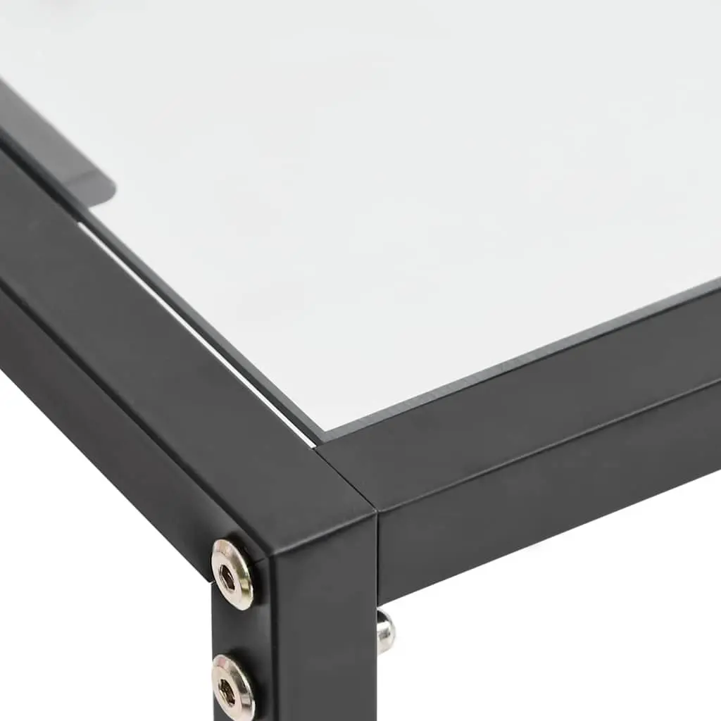 Steel Frame Console Table 160cm Tempered Glass Top Transparent Side Table