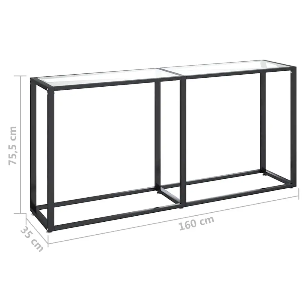 Steel Frame Console Table 160cm Tempered Glass Top Transparent Side Table