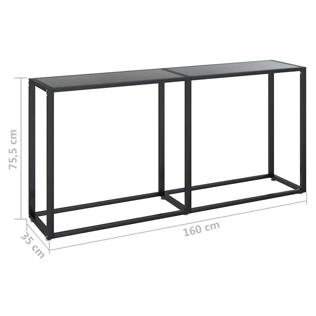 Console Table Black Tempered Glass Steel Frame 160x35x75.5cm
