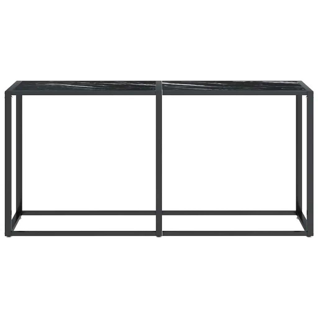 Console Table Black Marble Top Tempered Glass Steel Frame Living Room End Table