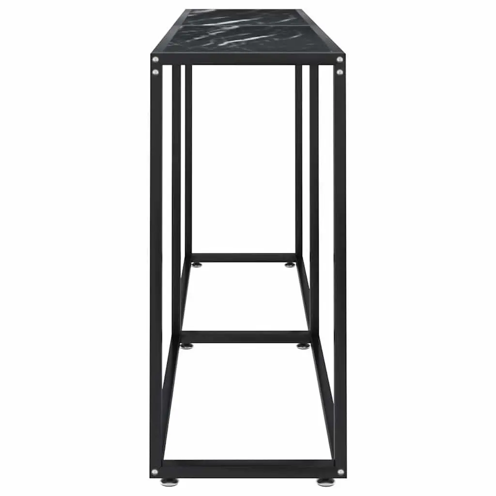 Console Table Black Marble Top Tempered Glass Steel Frame Living Room End Table