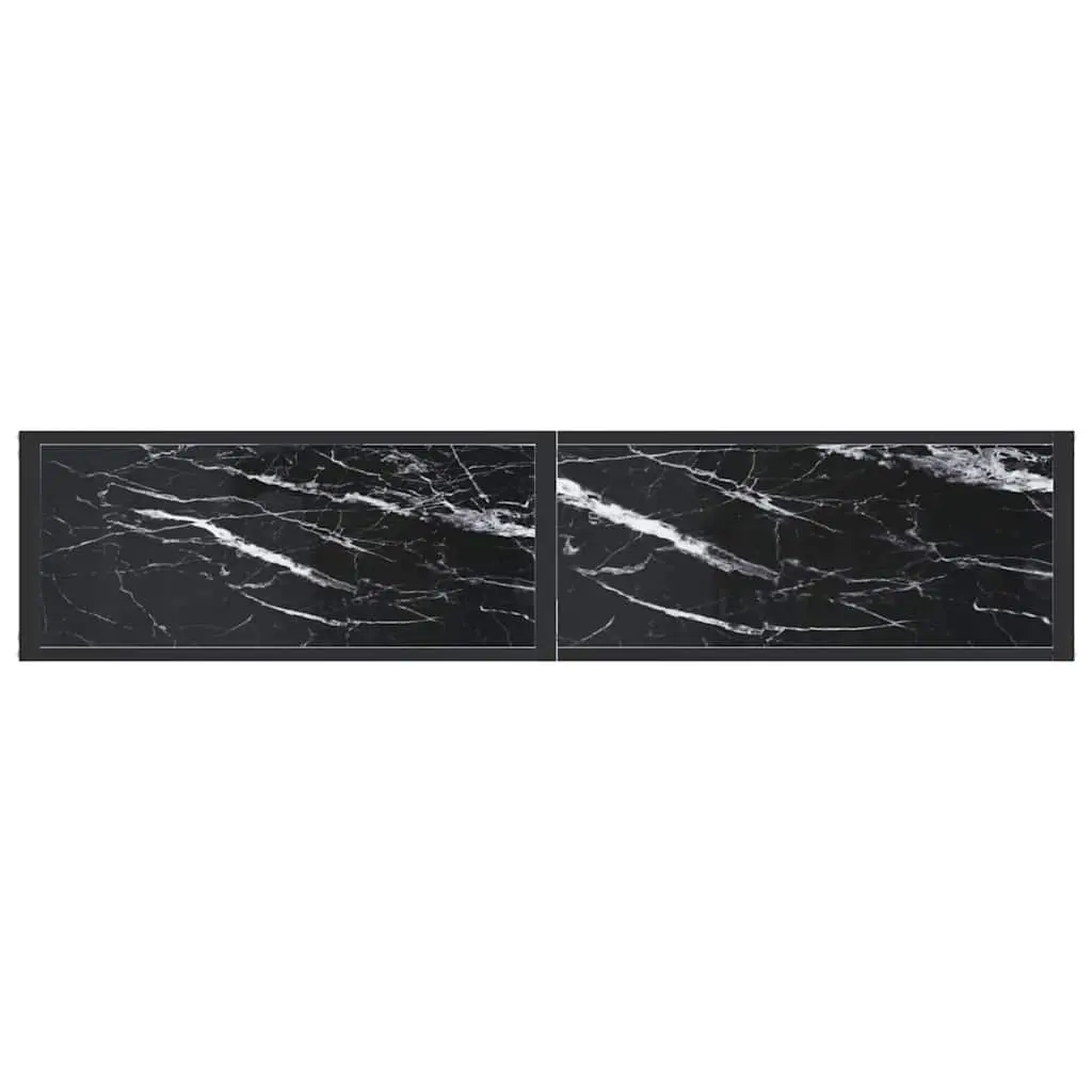 Console Table Black Marble Top Tempered Glass Steel Frame Living Room End Table