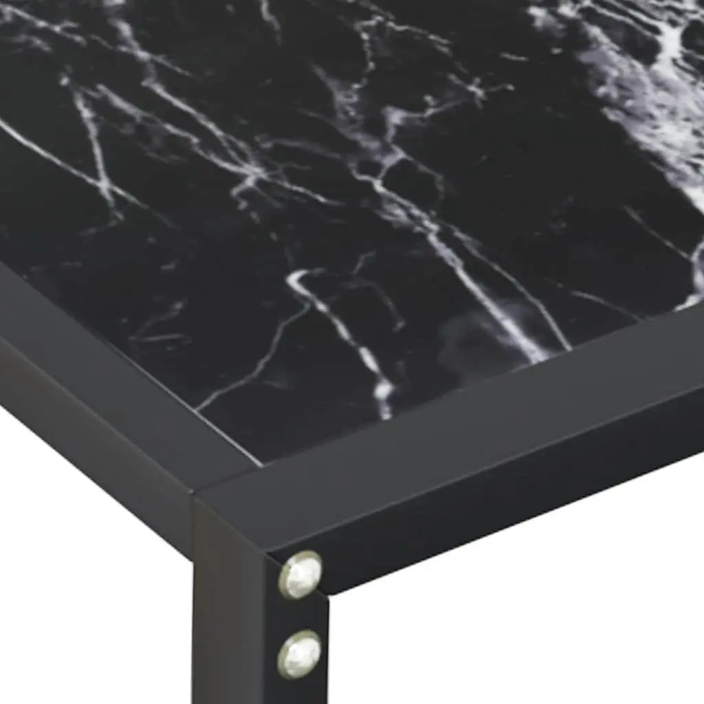 Console Table Black Marble Top Tempered Glass Steel Frame Living Room End Table
