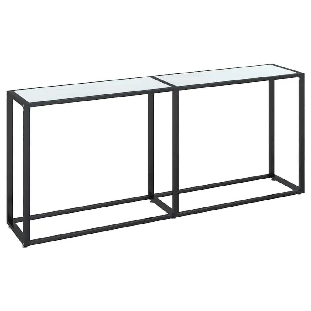 Console Table White Marble Top Tempered Glass Steel Frame Side End Table 180cm