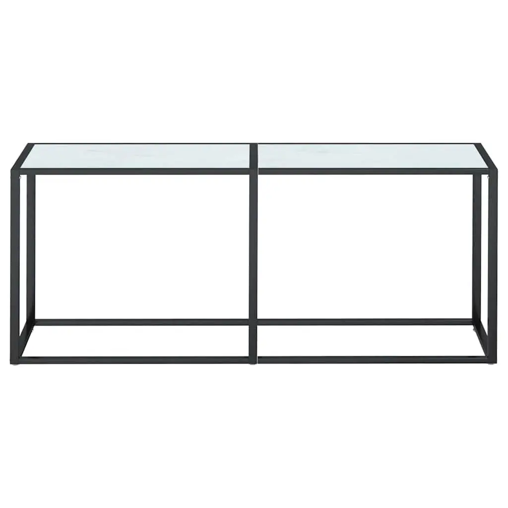 Console Table White Marble Top Tempered Glass Steel Frame Side End Table 180cm