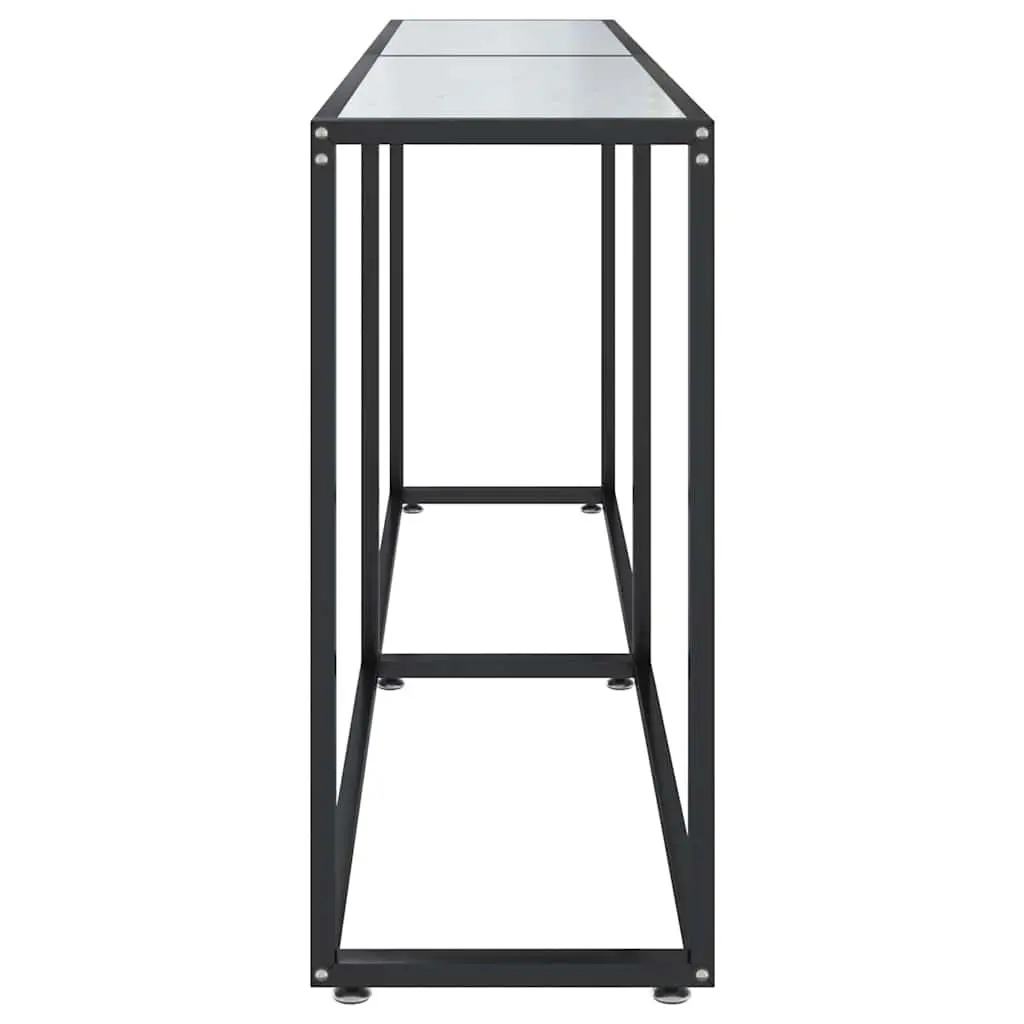 Console Table White Marble Top Tempered Glass Steel Frame Side End Table 180cm
