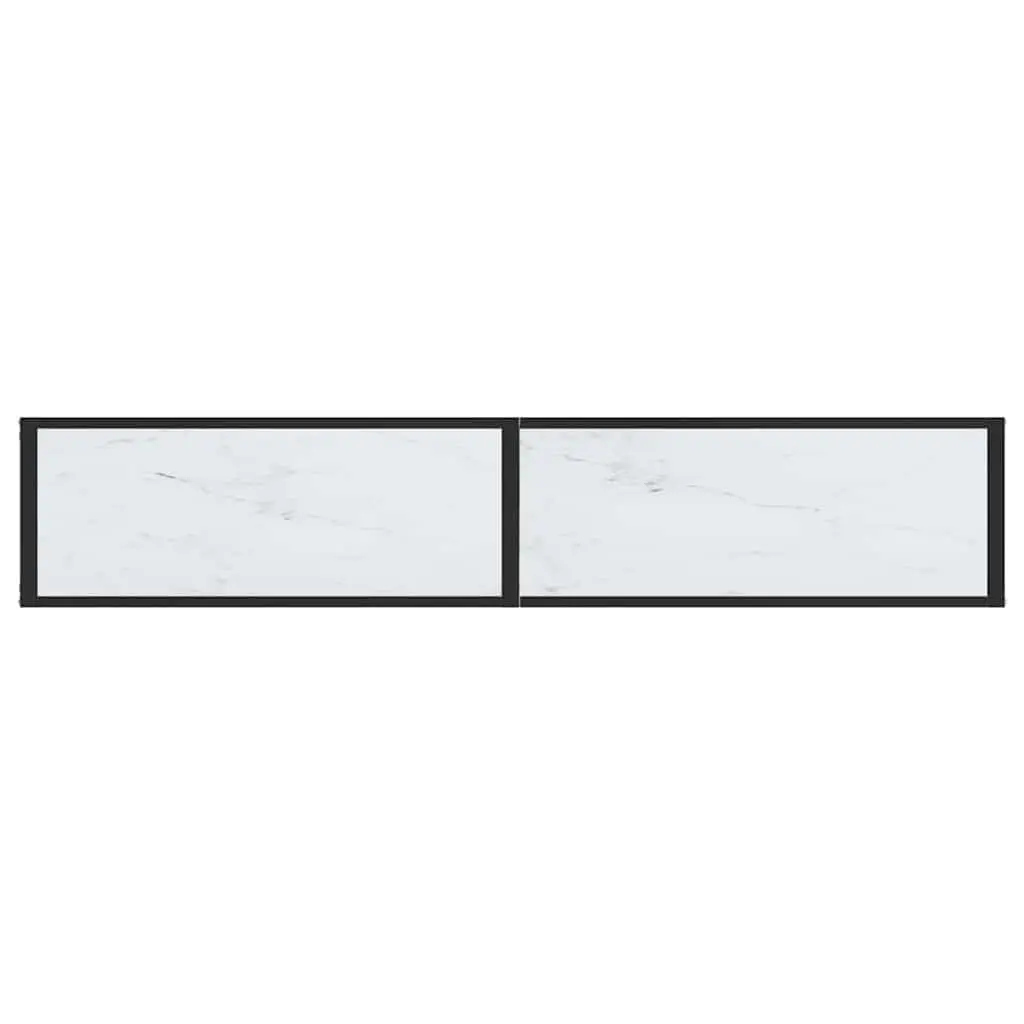 Console Table White Marble Top Tempered Glass Steel Frame Side End Table 180cm