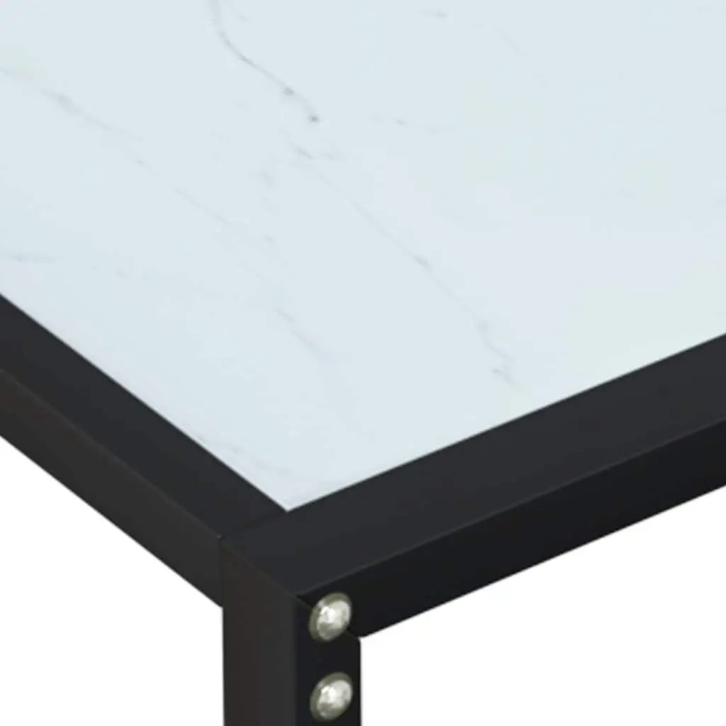 Console Table White Marble Top Tempered Glass Steel Frame Side End Table 180cm