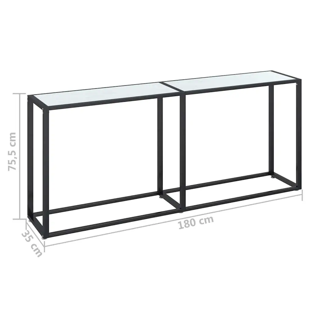 Console Table White Marble Top Tempered Glass Steel Frame Side End Table 180cm
