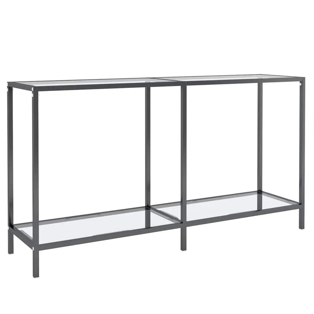 Tempered Glass Console Table with Shelf Storage Living Room Accent Furniture