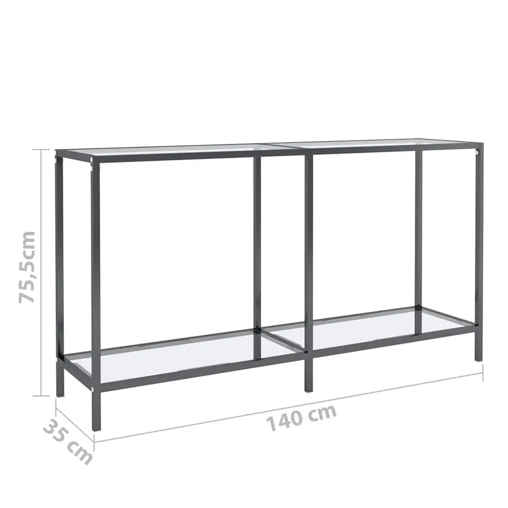 Tempered Glass Console Table with Shelf Storage Living Room Accent Furniture