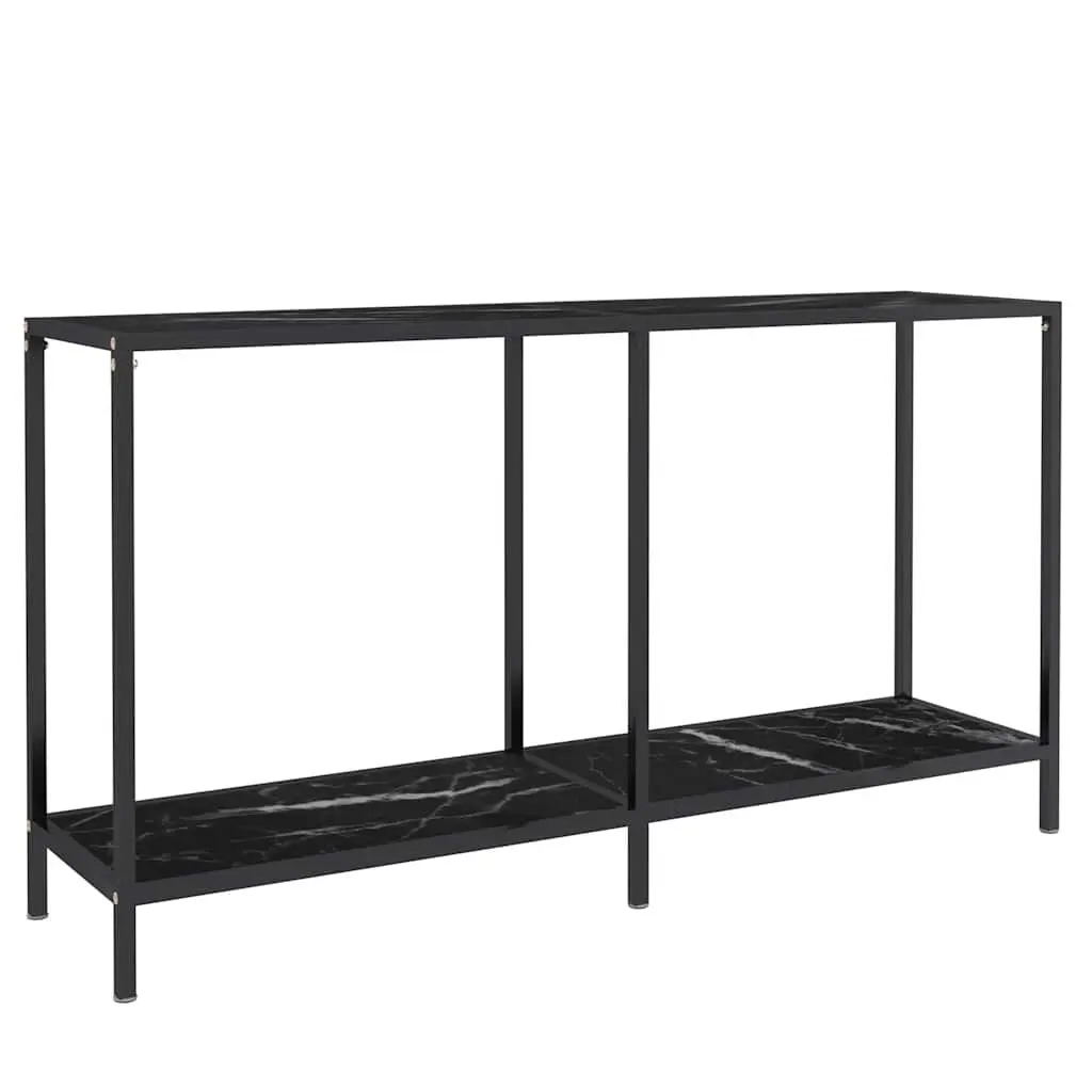 Console Table Storage Black Tempered Glass Shelf 140W x 35D x 75.5H cm