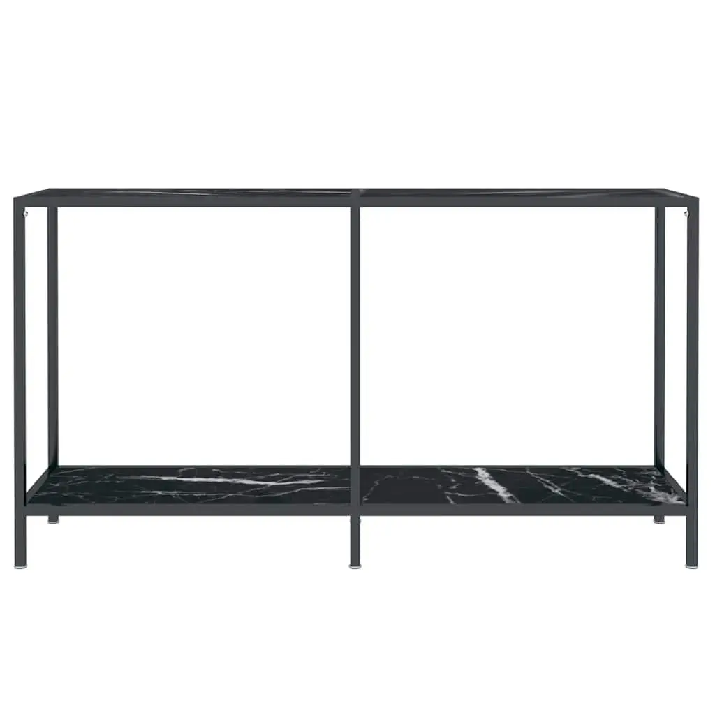 Console Table Storage Black Tempered Glass Shelf 140W x 35D x 75.5H cm