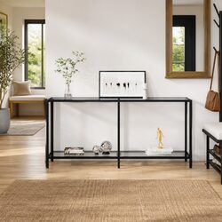 Warm and Practical Tempered Glass Console Table